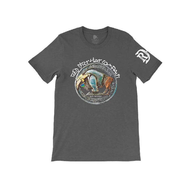 Tarnish Resistant Blouses for Long -Red Dirt Hat Co. "Rock n' Roll Buffalo" T-Shirt in Dark Grey