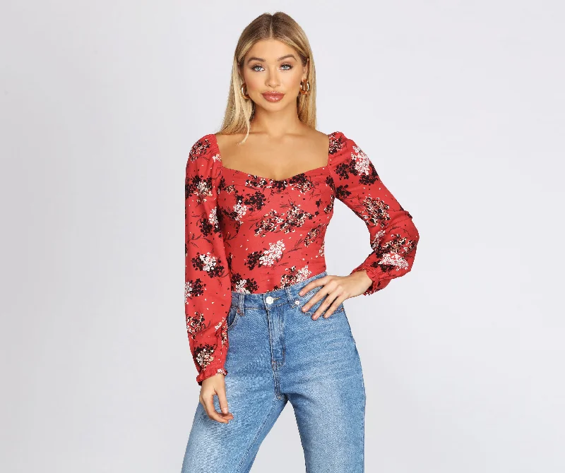 Petite Blouses for Small -Blossom With Beauty Cropped Blouse