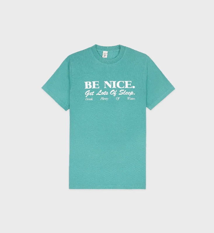 Double Blouses for Layered -Be Nice T-Shirt - Faded Teal/White