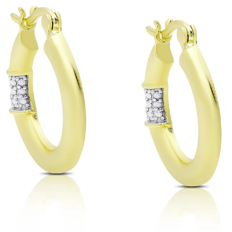 Drop Earrings for Valentine's Day -Finesque Gold Over Sterling Silver Diamond Accent Hoop Earrings