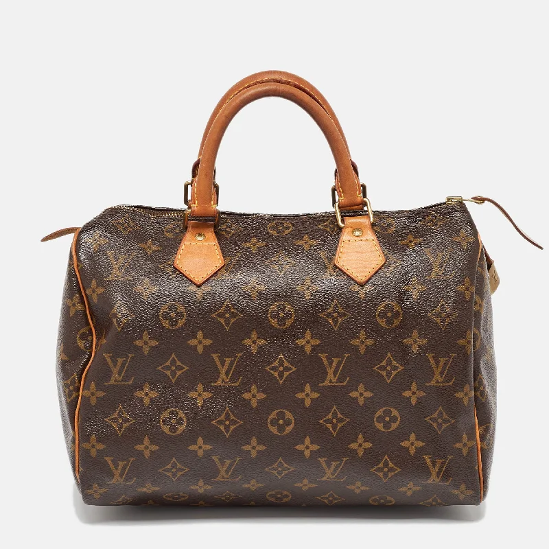 Handle bags with zipper tops for security -Louis Vuitton Monogram Canvas Speedy 30 Bag