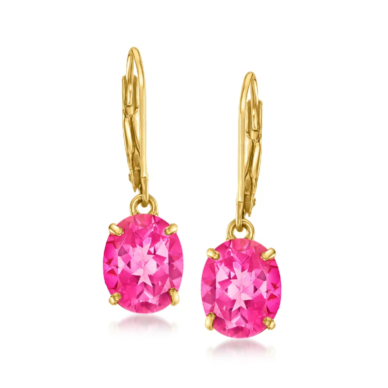 Drop Earrings with Leaf Motifs -Ross-Simons Pink Topaz Drop Earrings in 18kt Gold Over Sterling