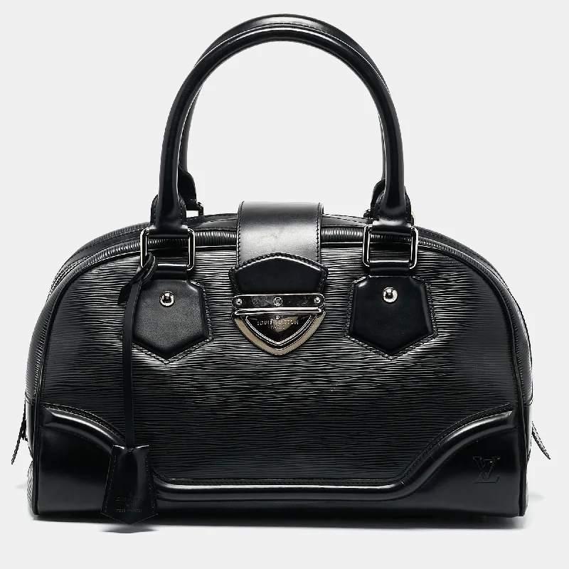 Handle bags with spacious interiors for storage -Louis Vuitton Black Epi Leather Montaigne Gm Bag