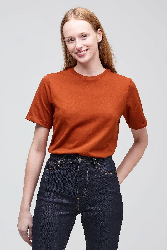 Chambray Shirts for Soft -Women's Short Sleeve T Shirt - Cinnamon