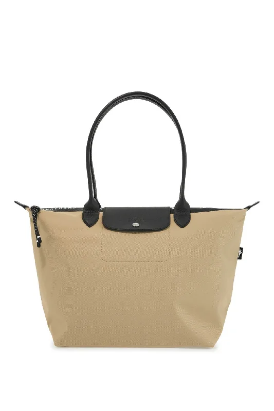 Handle bags with neutral leather for elegance -Longchamp Le Pliage Energy L Tote Bag