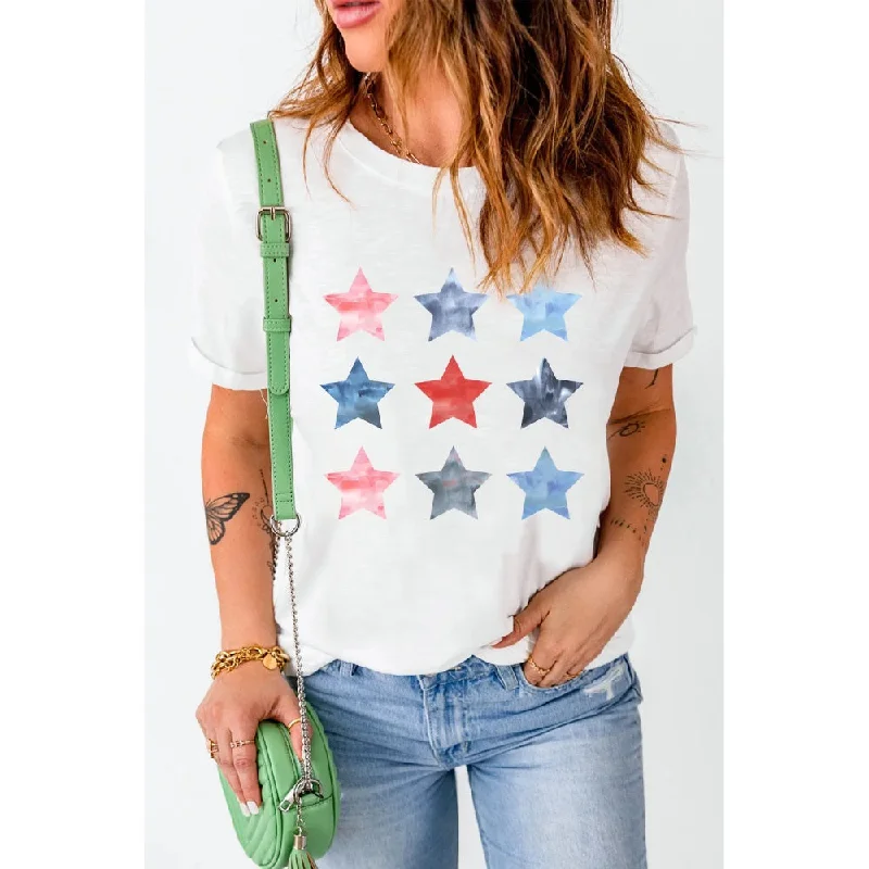 Sleeveless Blouses for Coolness -Sugar & Lace Womens Stars T-Shirt - SL25226087-1