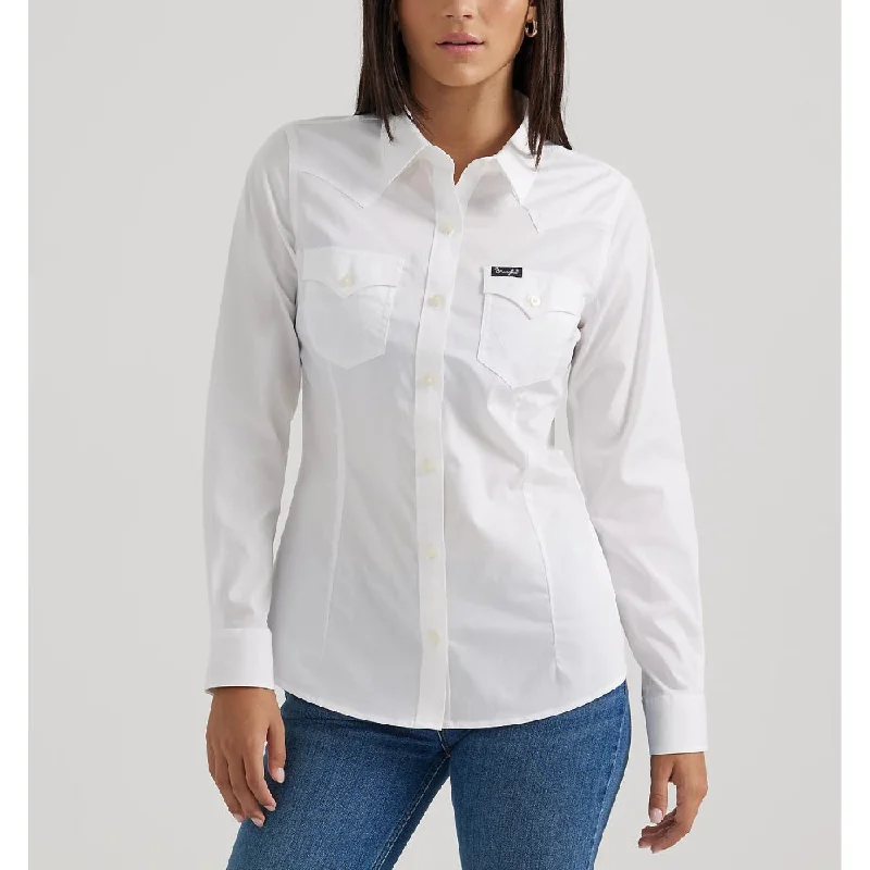 Wrap Blouses for Adjustable -Wrangler Womens Western White Shirt - 112358013