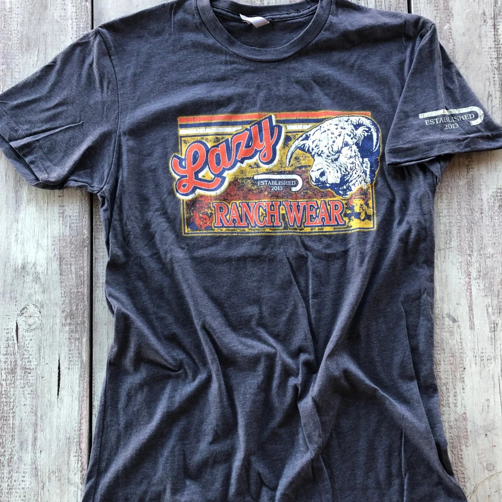 Hypoallergenic Blouses for Sensitive -Lazy J Ranch Wear Retro Ranchwear Logo T-Shirt in Grey