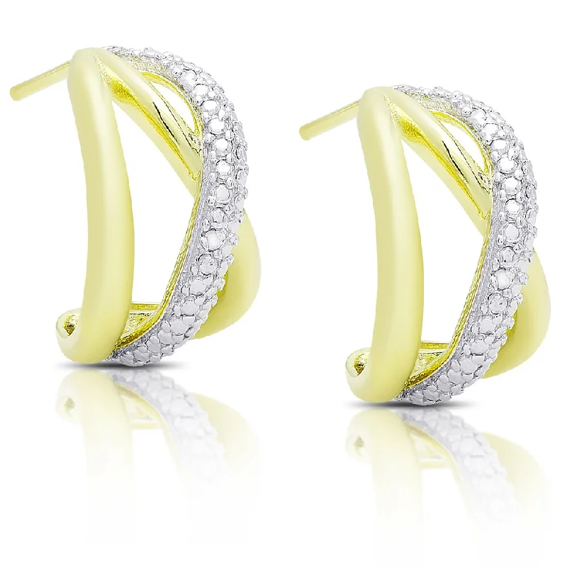 Long Drop Earrings for Dramatic -Finesque Gold Over Silver Diamond Accent Infinity Design Hoop Earrings