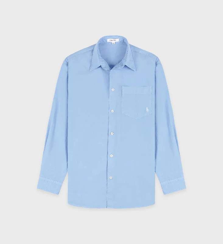 Waterproof Blouses for Rainy -SRC Oversized Shirt - Sky Blue/White