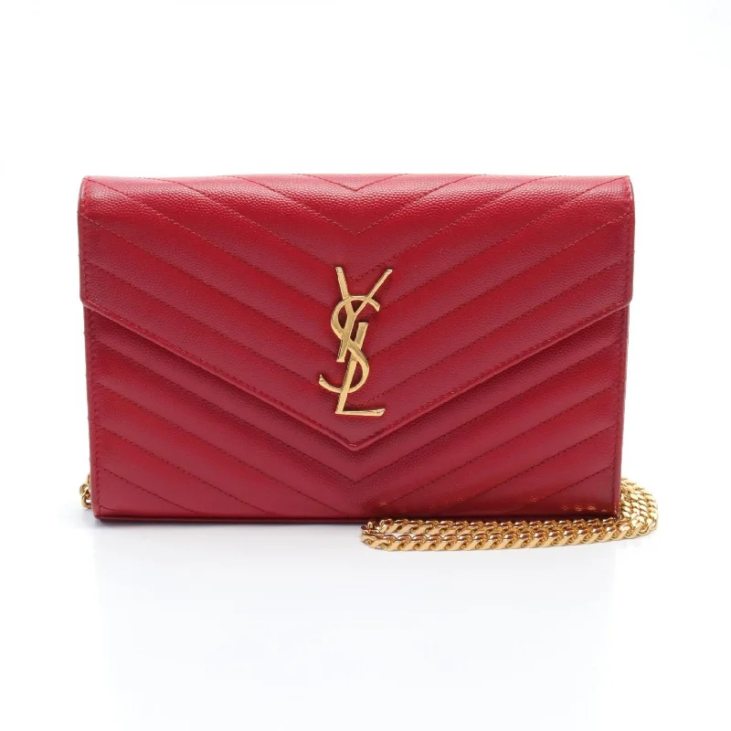 Handle bags with thick handles for support -Yves Saint Laurent Monogram Leather Shoulder Bag