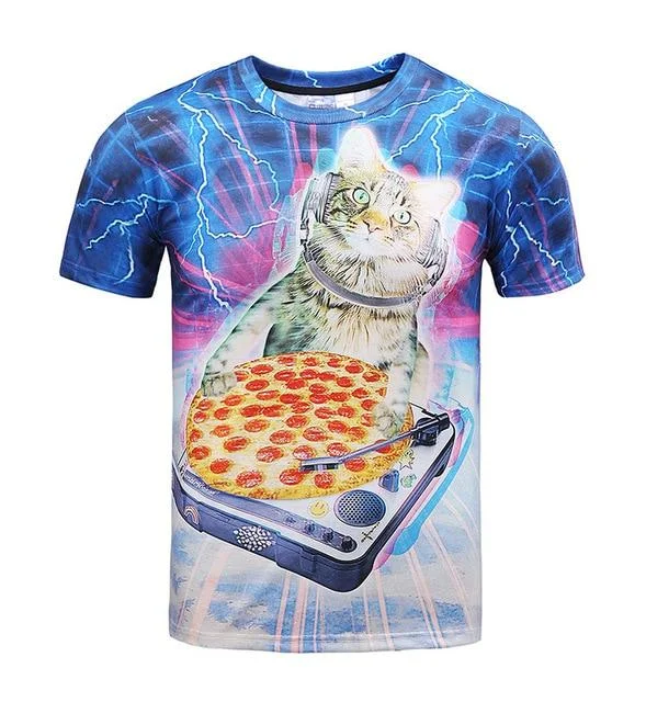 African Blouses with Culture -Fluffy Cuddly Kitten O-Neck T-Shirts with Terrified Cats 3D Print