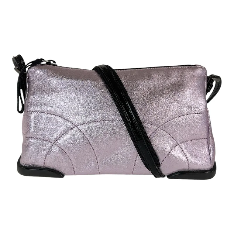 Handle bags with soft leather for luxury -Prada Metallic Pink Leather Shoulder Bag