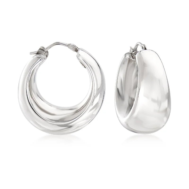 Drop Earrings for Birthday Celebration -Ross-Simons Italian Sterling Silver Graduated Hoop Earrings