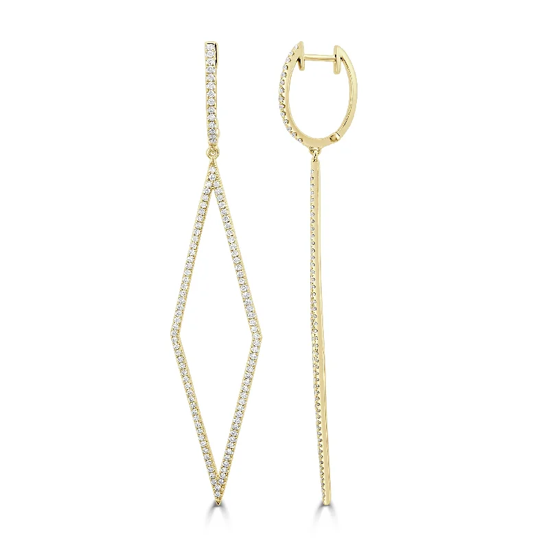 Tarnish Resistant Drop Earrings for Longevity -Joelle Collection Diamond Dangle Earrings 18K Gold 1 1/2 CT TDW