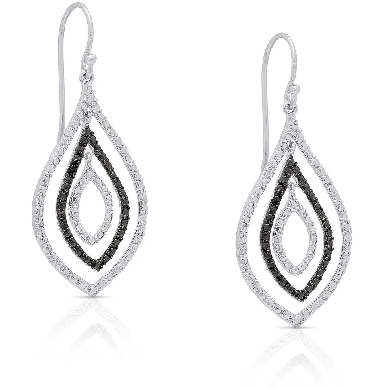 Detachable Drop Earrings with Charms -Finesque Sterling Silver Diamond Accent Dangle Earrings (I-J, I2-I3)