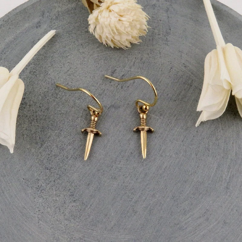 Drop Earrings with Knot Designs -Bronze Dagger Earrings - Small