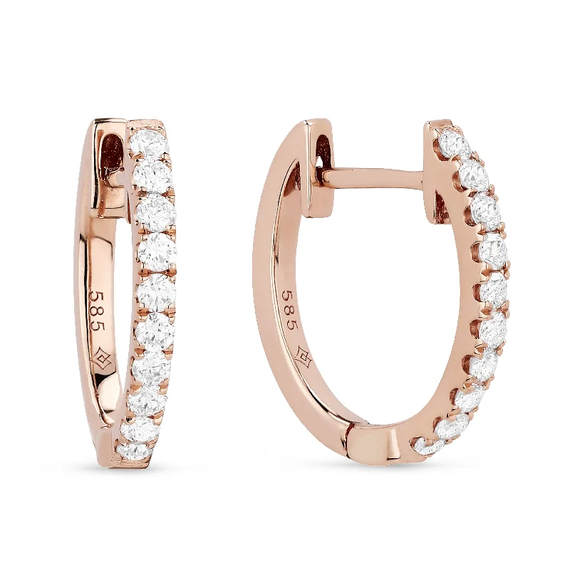 Studded Drop Earrings with Gemstones -0.30Ct White Diamond Hoops Earrings In 14K Rose Gold