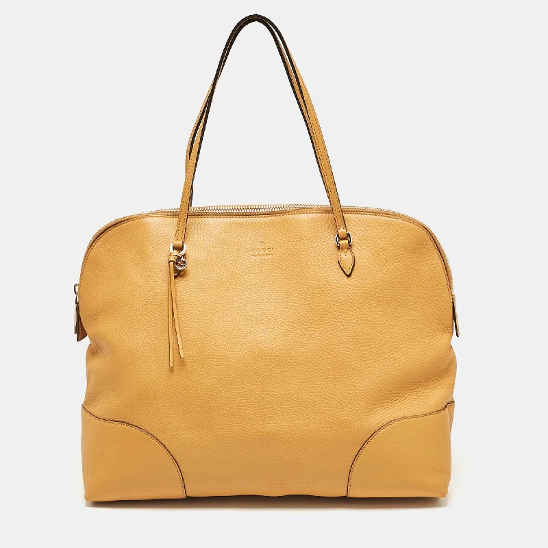 Handle bags with sleek leather for work -Gucci Mustard Yellow Leather Bree Satchel