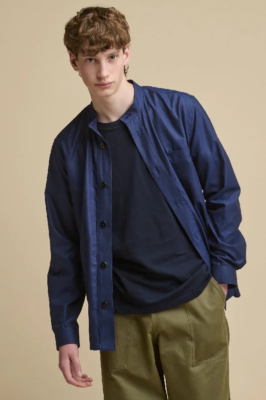 Chambray Shirts for Soft -Men's George Lightweight Collarless Overshirt - Navy