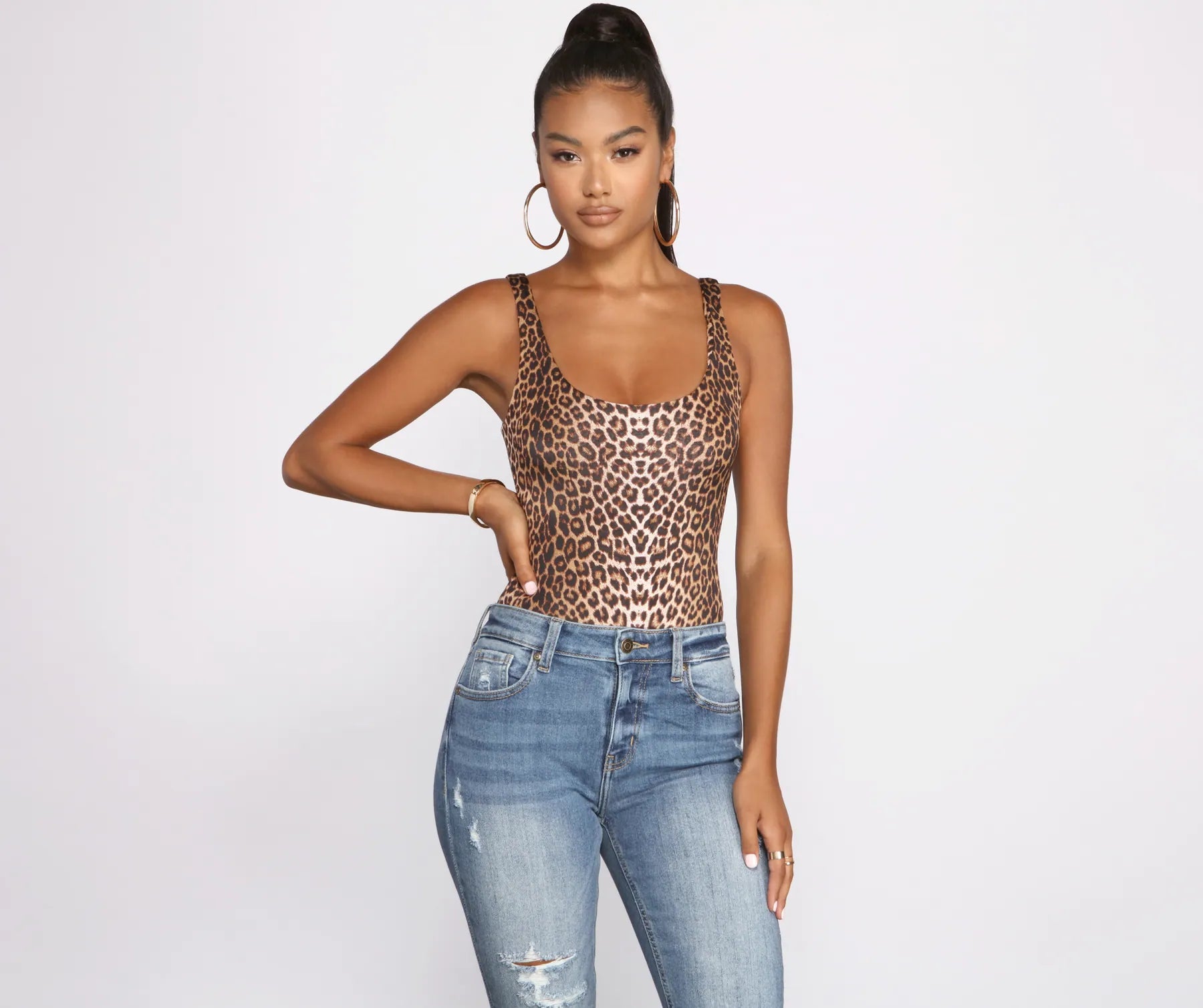 Soft tight top for women with stretchy material and comfortable fit-Wild Thing Animal Print Bodysuit