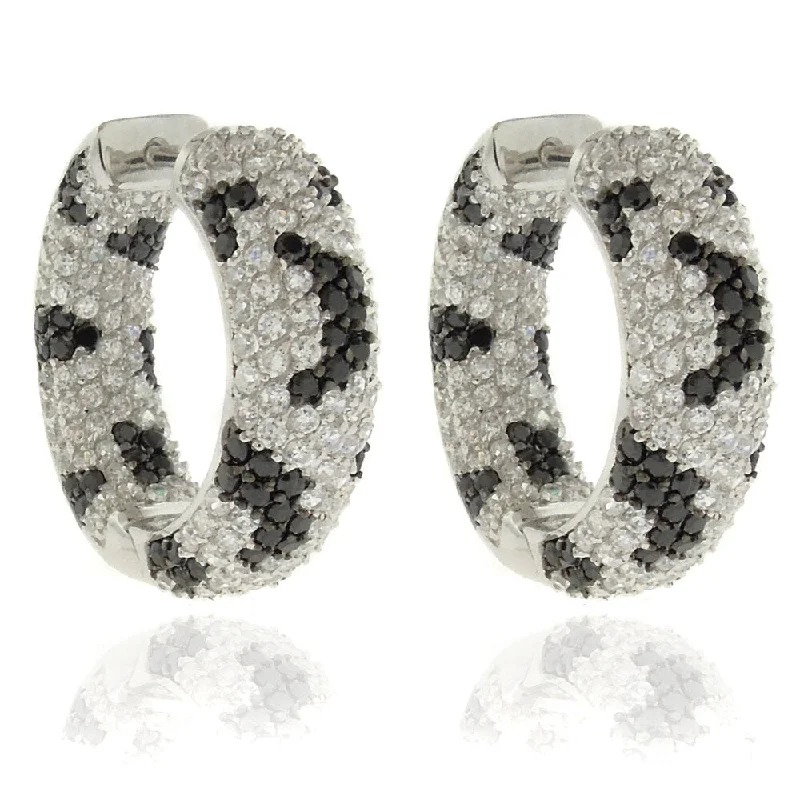 Drop Earrings for Bridesmaids Look -Dolce Giavonna Silverplated Cubic Zirconia Python Print Hoop Earrings