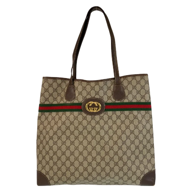 Large handle bags with spacious interior compartments -Gucci PVC Leather Tote Shoulder Bag