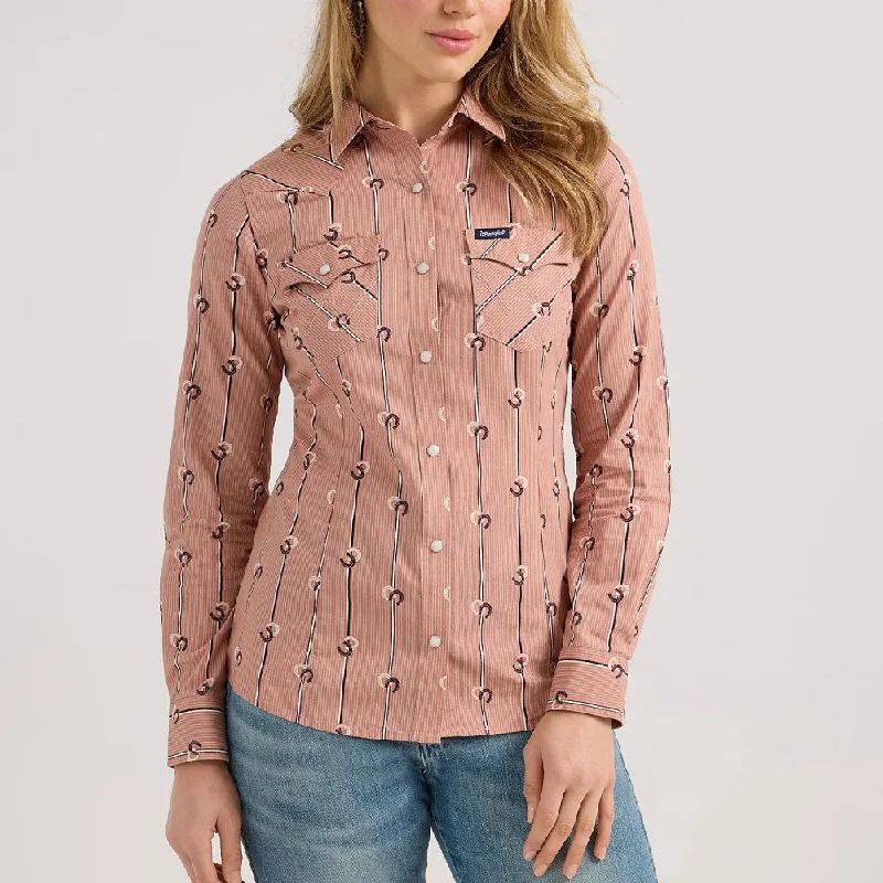 Retro Blouses for Throwback -Wrangler Womens Retro Stripe Western Shirt - 112360750