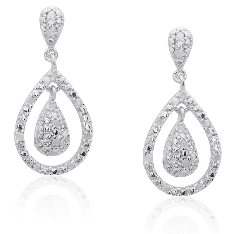 Drop Earrings with Symbolic Elements -Finesque Sterling Silver 1/4ct TDW Diamond Teardrop Dangle Earrings (I-J, I2-I3)