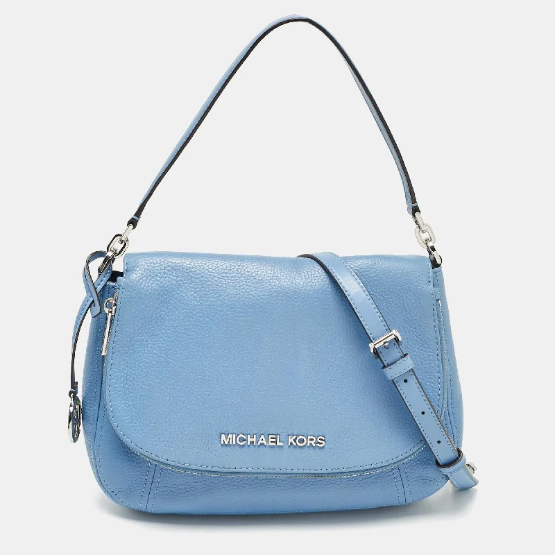 Quilted handle bags with stylish textured finish -Michael Kors Light Blue Leather Medium Bedford Top Handle Bag