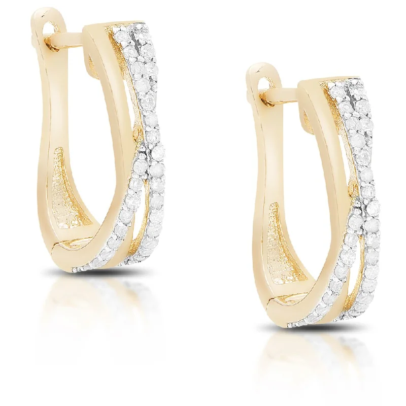 Geometric Drop Earrings for Trend -Finesque Gold Over Silver or Sterling Silver 1/3 Ct TDW Infinity Design Diamond Hoop Earrings