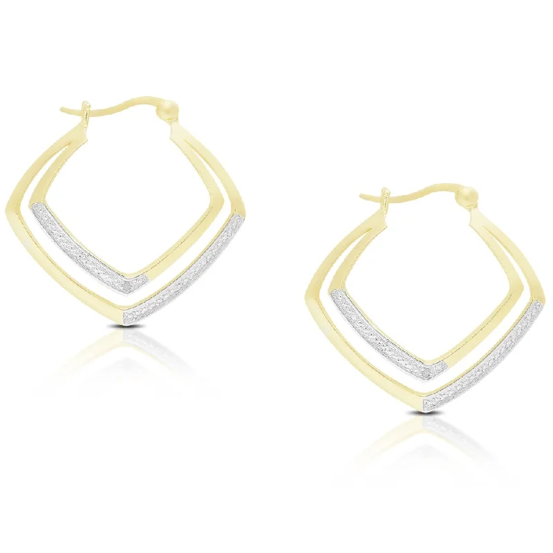 Drop Earrings for Evening Gown -Finesque Gold Over Sterling Silver Diamond Accent Double Hoop Earrings