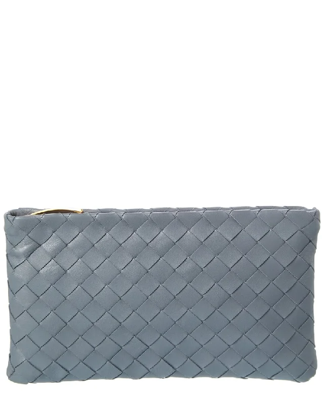 Reversible handle bags offering dual design styles -Bottega Veneta Small Intrecciato Leather Pouch