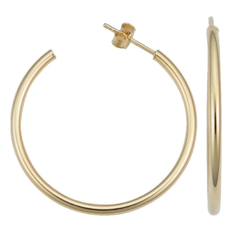 Hippie Drop Earrings with Beads -Joelle Collection Hoop Earrings 14K Yellow Gold Bead Earrings 2 x 30 MM 2" Inch