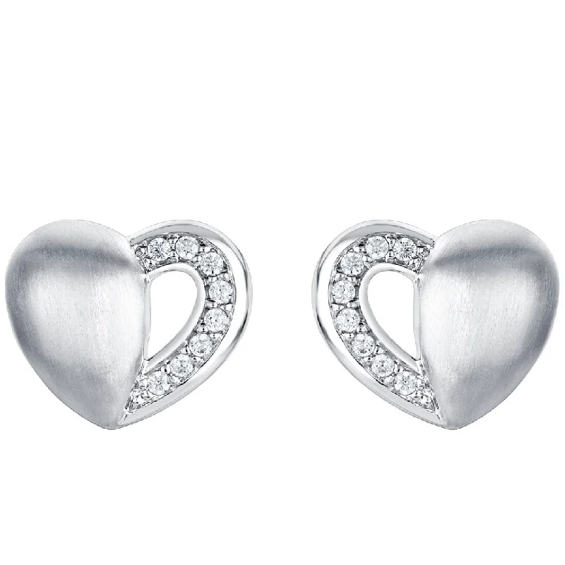 Drop Earrings with Knot Designs -Sterling Silver Cubic Zirconia Dainty Heart Earrings