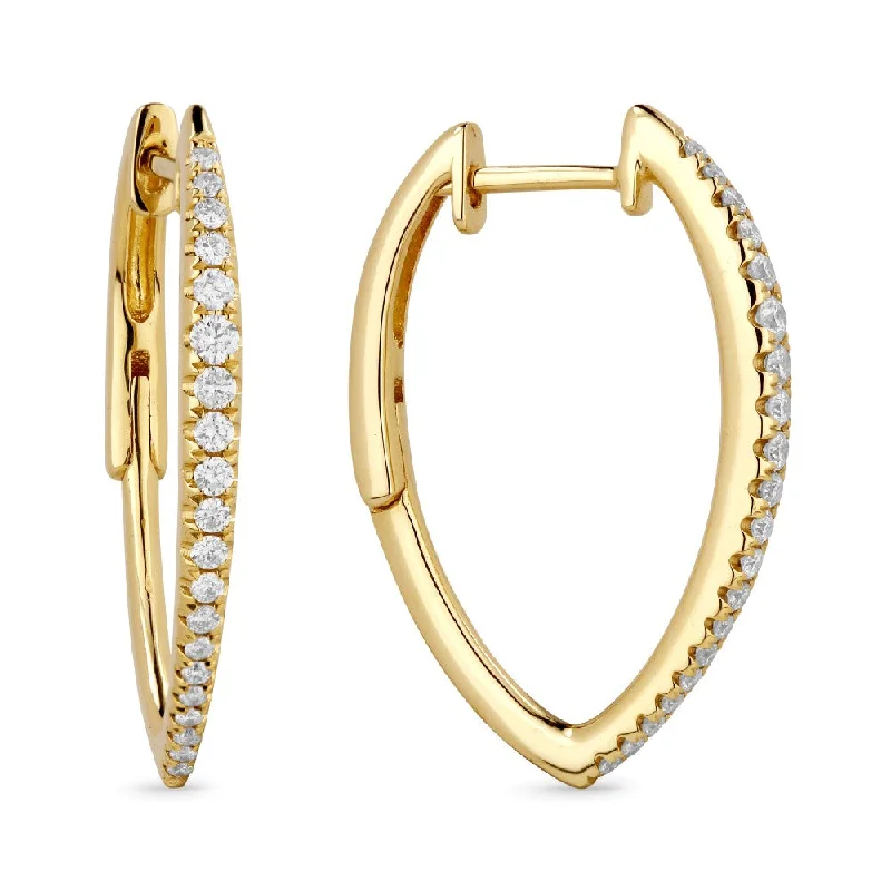 Adjustable Drop Earrings for Custom Fit -0.35Ct White Diamond Hoops Earrings In 14K Yellow Gold