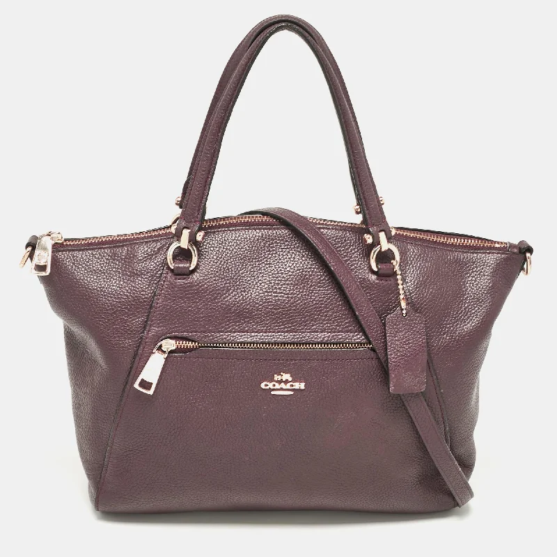 Handle bags with soft velvet for luxury -Coach Purple Pebbled Leather Prairie Satchel