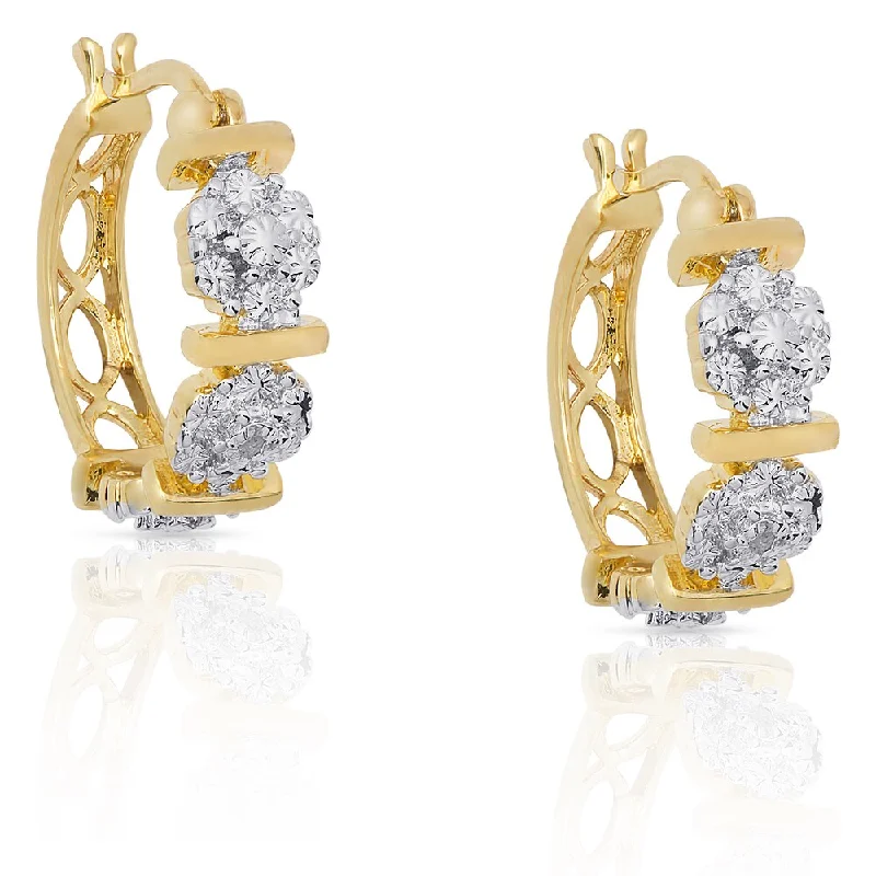 Drop Earrings with Symbolic Elements -Finesque 14k Gold Overlay Diamond Accent Hoop Earrings