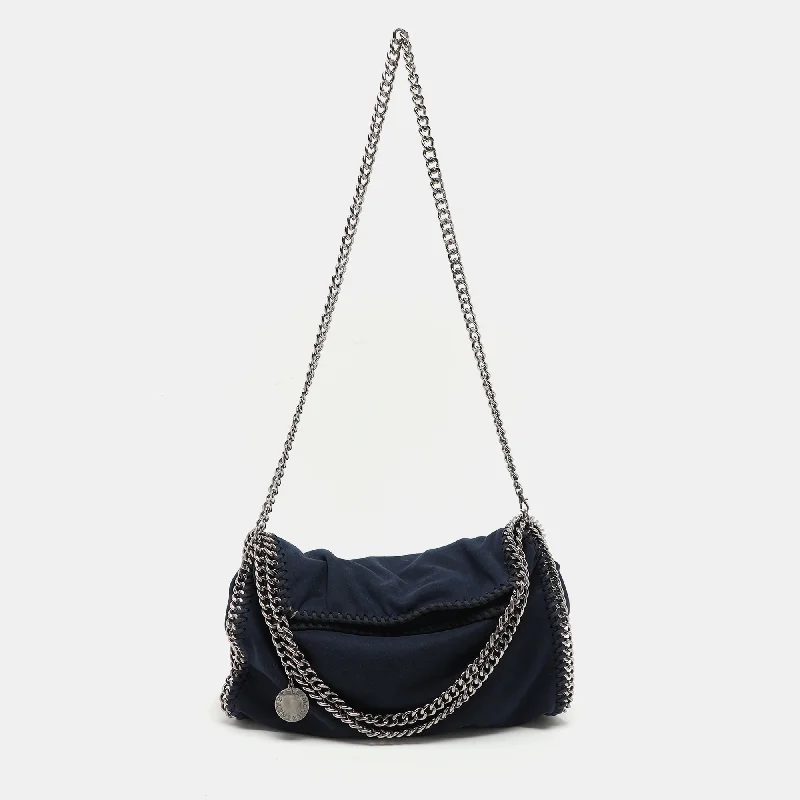 Handle bags with seasonal prints for holidays -Stella Mccartney Blue Faux Suede Falabella Tote