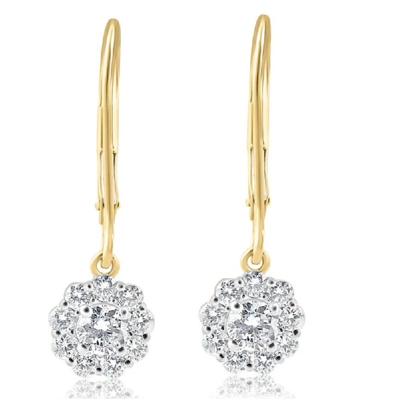 Oval Drop Earrings for Grace -1Ct Diamond Floral Shape Studs Lab Grown Earrings White or Yellow Gold