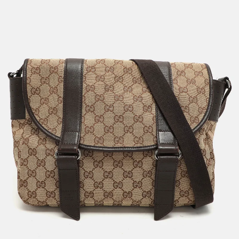 Reversible handle bags offering dual design styles -Gucci Beige/ebony Gg Canvas Messenger Bag