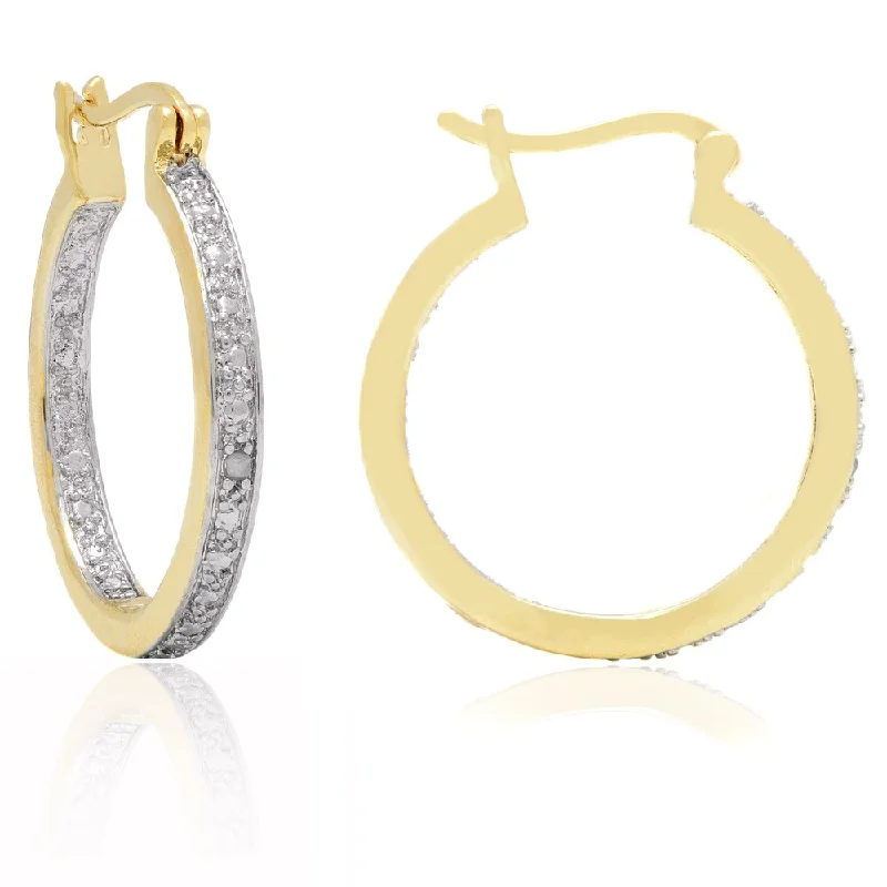 Contemporary Drop Earrings for Fashion -Finesque Yellow 14k Gold Overlay Diamond Accent Hoop Earrings