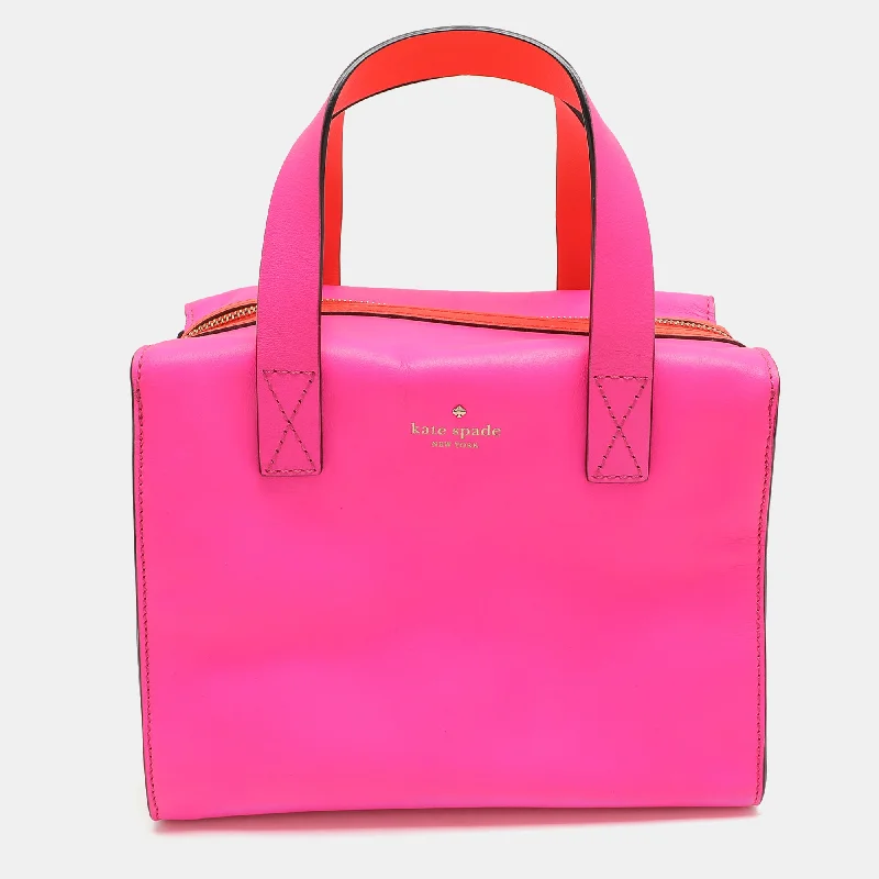 Handle bags with bold logos for branding -Kate Spade Pink Leather Little Kennedy Brightspot Avenue Satchel