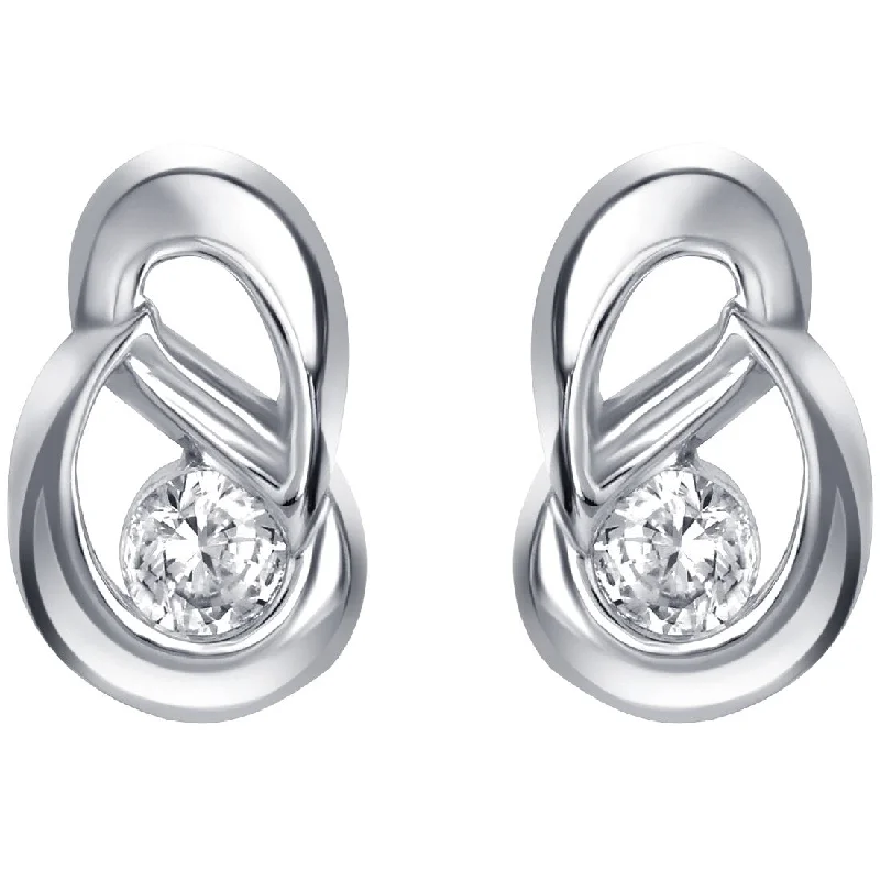 Retro Drop Earrings for Nostalgia -Sterling Silver Cubic Zirconia Infinity Knot Earrings