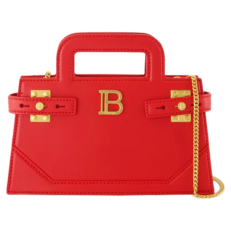 Handle bags with compact designs for portability -B-Buzz Small Top Handle Purse - Balmain - Leather - Red