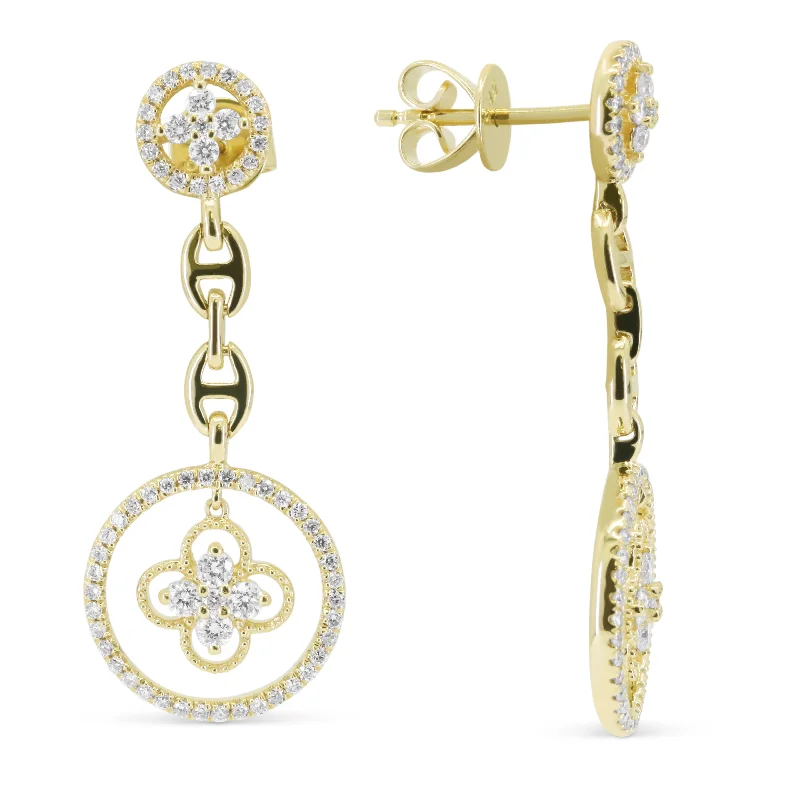 Oval Drop Earrings for Grace -0.62Ct White Diamond Drop/dangle Earrings In 14K Yellow Gold