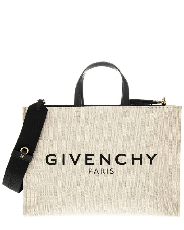 Foldable handle bags for easy storage convenience -Givenchy G Medium Canvas & Leather Tote