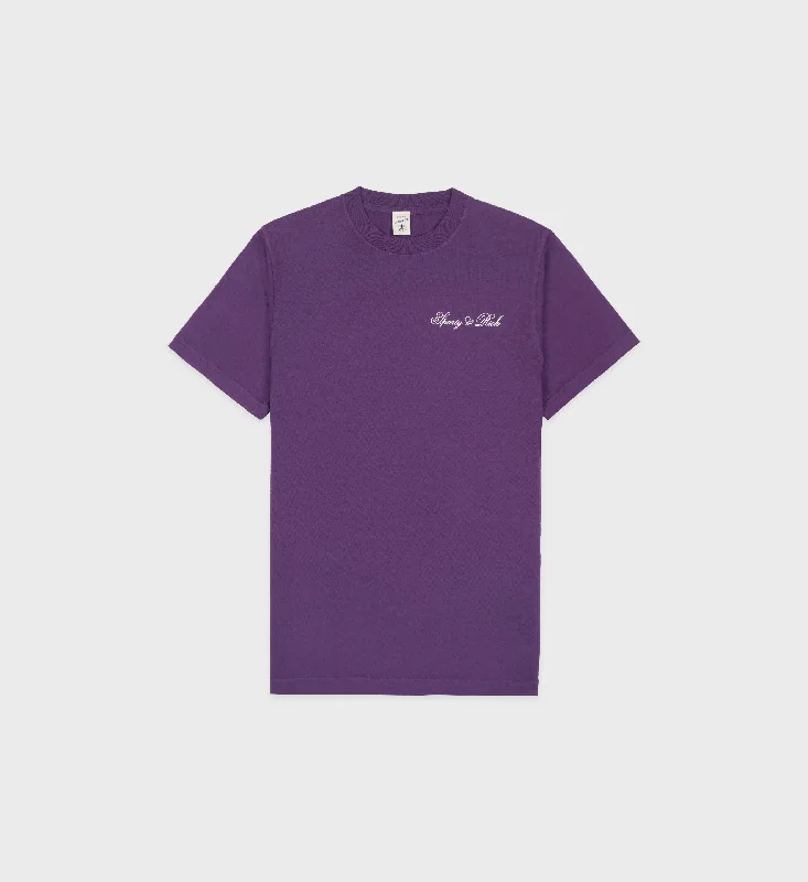 Silk Blouses for Elegant Look -Cursive Logo T-Shirt - Plum/White