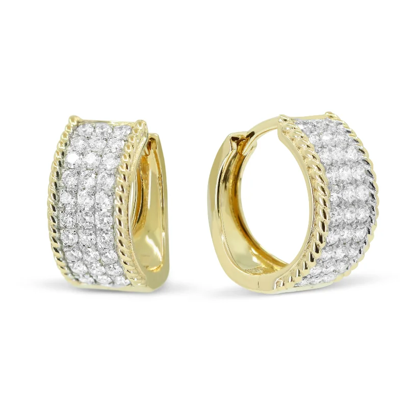 Drop Earrings for Christmas Party -Ct White Diamond Hoops Earrings In 14K Yellow Gold