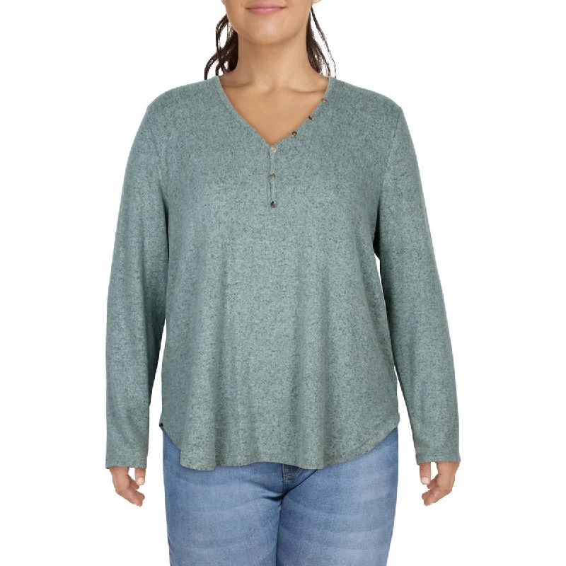 Oxford Shirts for Sophisticated -Coin 1804 Womens Plus Heathered Shirt Henley